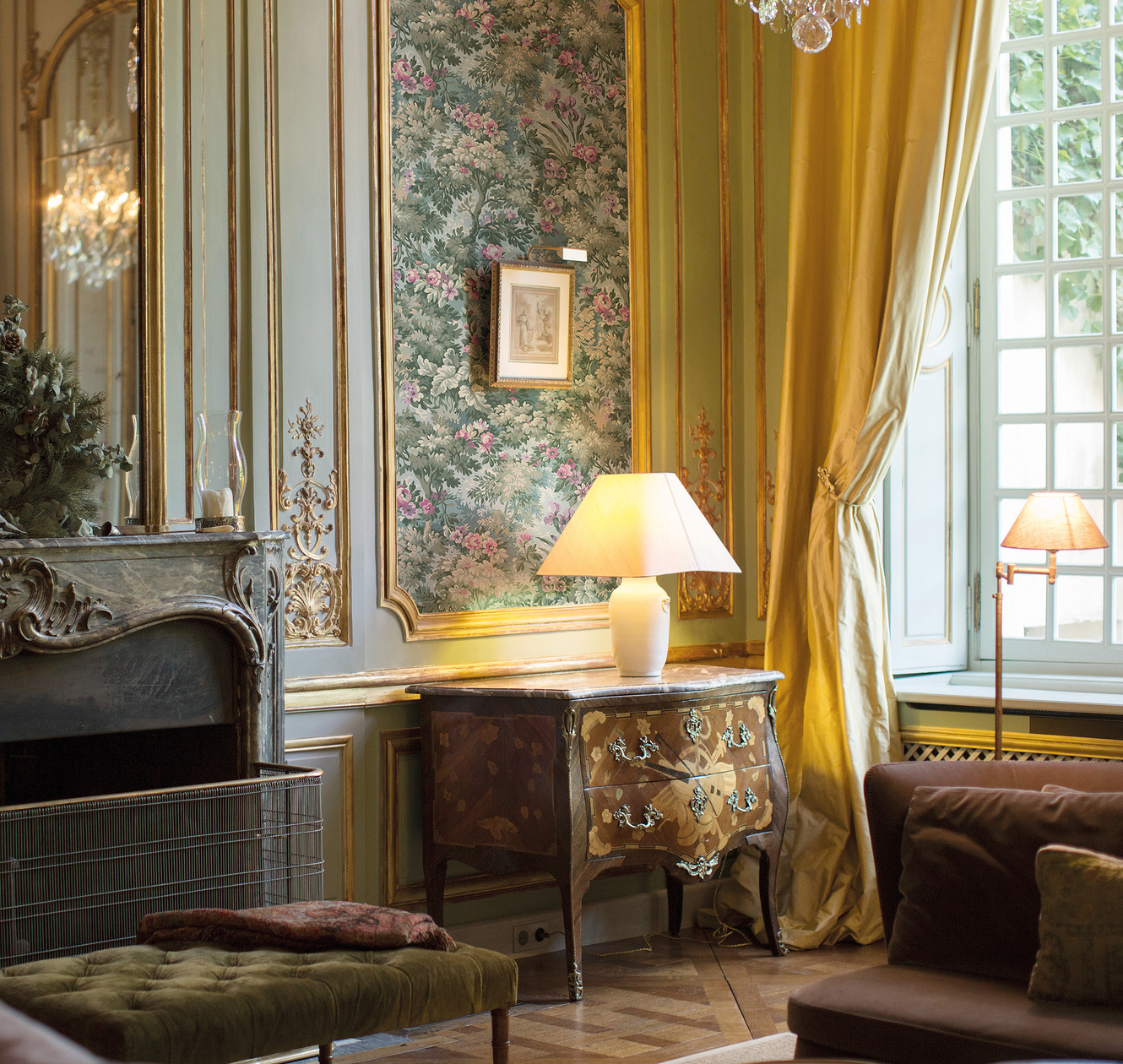 Панно Loymina Панорама Английский сад: панорамный паттерн PNR4 005 3×1 фото в интерьере